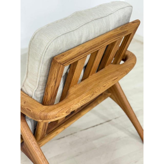 Modern Retro Armchair in Chestnut Wood For Sale - Image 9 of 11