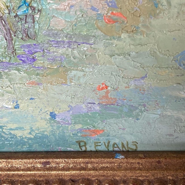 Impressionist Vintage B. Evans Impressionist Style Oil on Canvas Painting, European House For Sale - Image 3 of 12