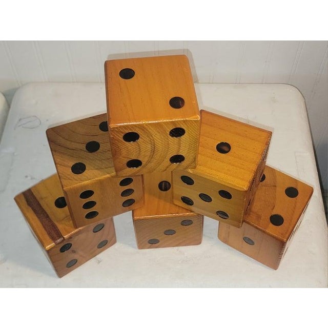Collection of Six Wooden Dice. They are in natural surface with black painted spots.All in very good condition and matching.