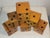 Collection of Six Wooden Dice. They are in natural surface with black painted spots.All in very good condition and matching.