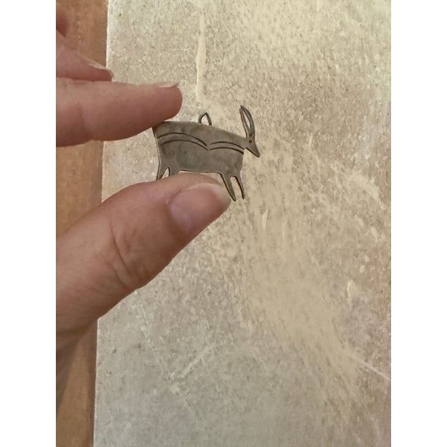 Vintage Sterling Silver Antelope Pendant Southwestern Style Minimalist Animal Charm For Sale In Chicago - Image 6 of 7