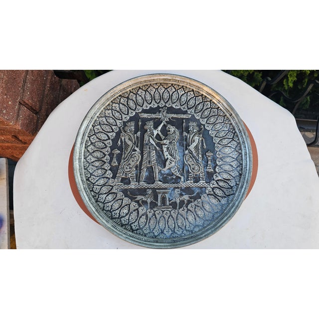 Art Deco Middle Eastern Ghalamzani Technique Plate, 1920s For Sale - Image 10 of 10