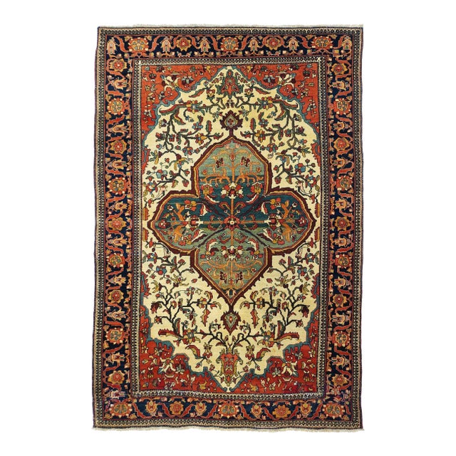 Antique Farahan Sarouk Rug 4'3'' X 6'7'' For Sale