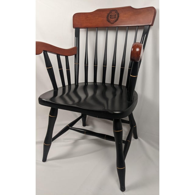 Vintage Yale University Windsor Armchair With Lux Et Veritas Crest – Collegiate Library Chair For Sale - Image 4 of 16