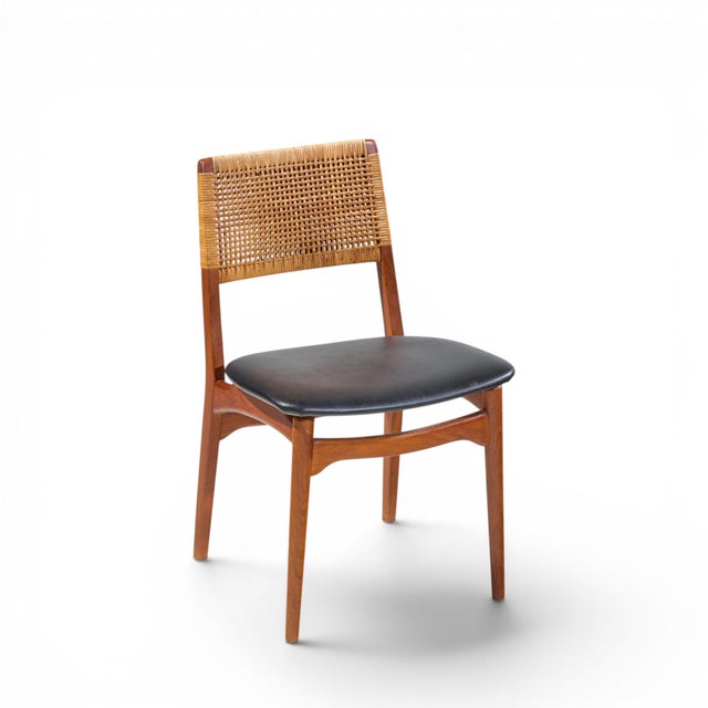 E. Knudsen for Jensen & Lykkegaard Model 47 Mid Century Danish Teak and Cane Dining Chairs - Set of 4 For Sale - Image 10 of 10