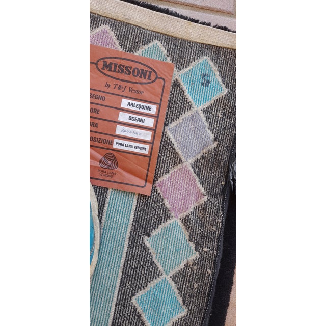Blue Vintage Arlequine Rug from Missoni, 1980s For Sale - Image 8 of 11