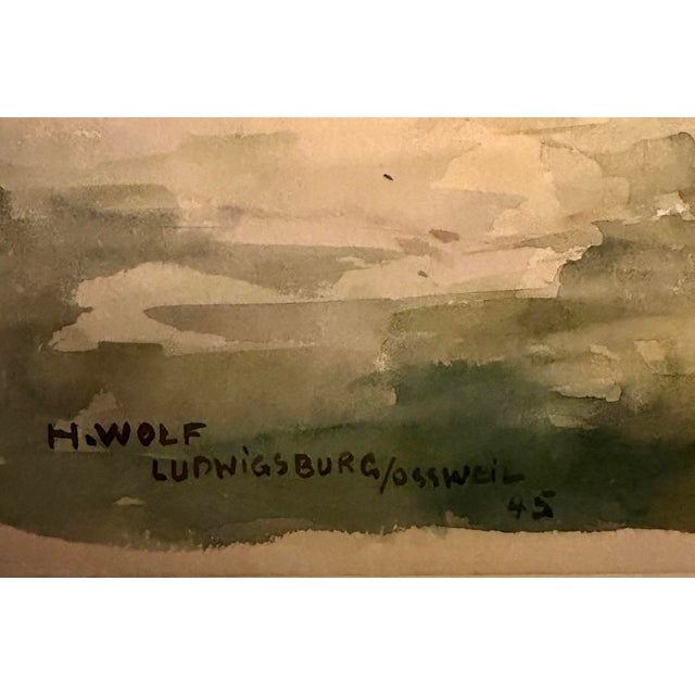 1940s Important & Dramatic Signed World War II Watercolor Painting For Sale - Image 4 of 5