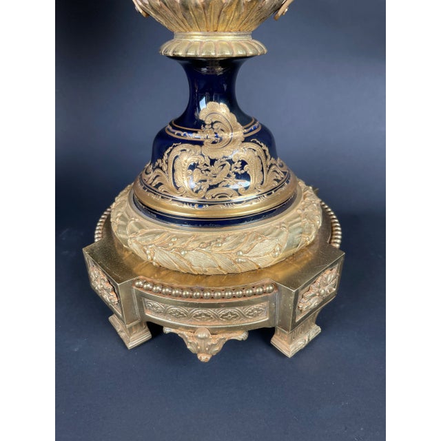 19th Century 19th Century Pair of French Ormolu Sevres Porcelain Urns For Sale - Image 5 of 15