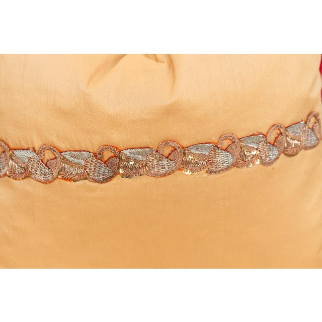 Indian Pair of Gold Zardozi Pillows For Sale - Image 3 of 8