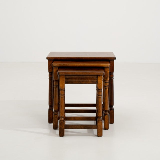 Set of 3 French Oak Nesting Tables, Circa 1970 For Sale - Image 12 of 14