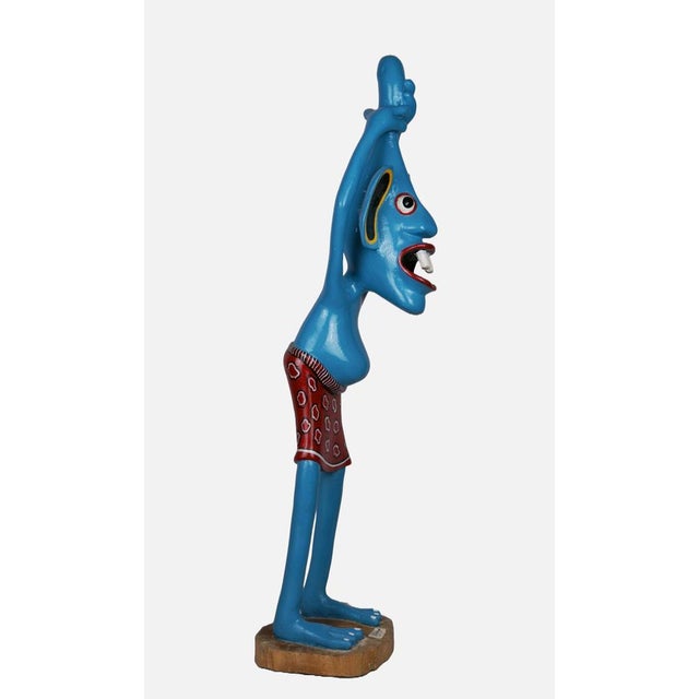 George Lilanga, Sculpture of a Blue Figure, 1995, Wood For Sale - Image 4 of 7