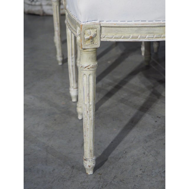 Set of 6 Painted and Caned French Louis XVI Style Dining Chairs, Early 1900s For Sale - Image 10 of 18
