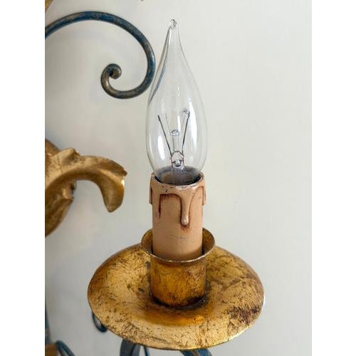 Large Florentine Hollywood Regency Wall Lamp, Italy, 1970s For Sale - Image 10 of 11