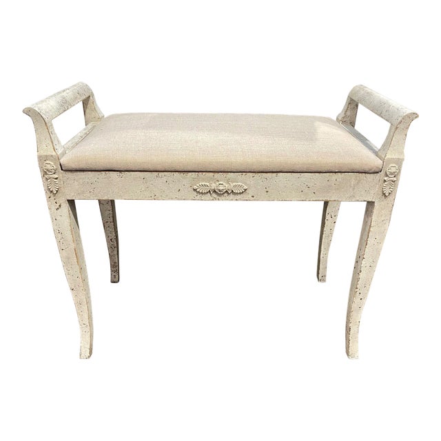 19th Century Swedish Carved and Painted Neo-Classical Music Bench For Sale