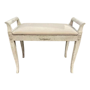 19th Century Swedish Carved and Painted Neo-Classical Music Bench