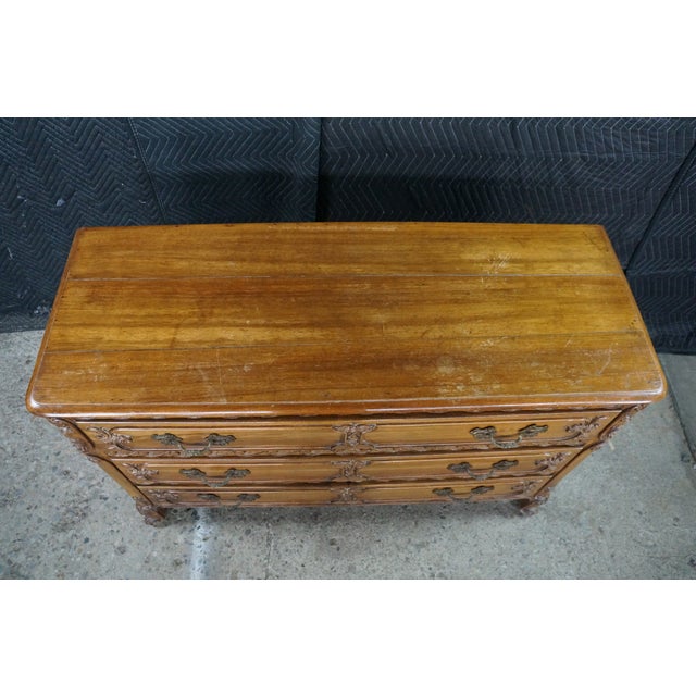Vintage Italian French Country Louis XV Carved Walnut Commode Chest Dresser For Sale - Image 6 of 18