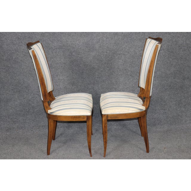 1930s 6 French Art Deco Mustache Back Dining Chairs Attributed to Jules Leleu For Sale - Image 5 of 15