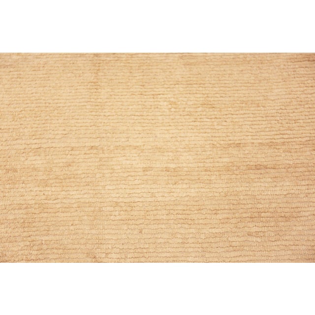 Contemporary Tan Silk and Wool Abrash Rug, Country of Origin: Central Asia, Circa Date: Modern