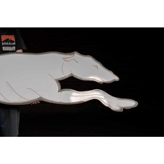 1950s Large Porcelain Greyhound Bus Sign For Sale - Image 4 of 8