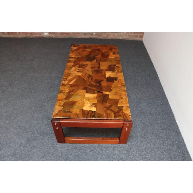 Brown Brazilian Modern Rosewood and Copper Mosaic Coffee Table by Percival Lafer For Sale - Image 8 of 18