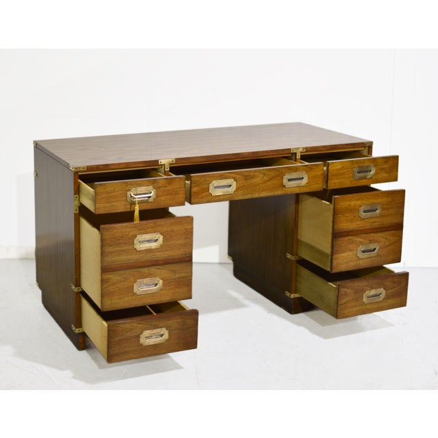 Wood Mid Century Campaign Desk by Bernhardt Furniture For Sale - Image 7 of 15