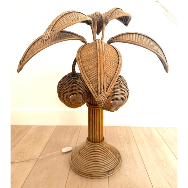 Vintage Split Reed Palm Tree Table Lamp For Sale In Miami - Image 6 of 11