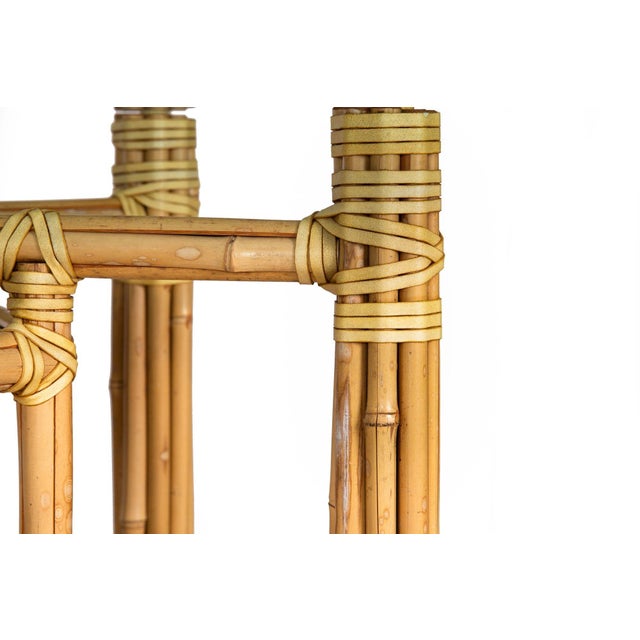 Cream Set of Five Cerused Rattan Dining Chairs With Bamboo Table by McGuire For Sale - Image 8 of 12