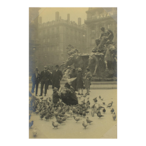 Pigeons Feeding in Lyon, France, Silver Gelatin Black and White Photography, 1927