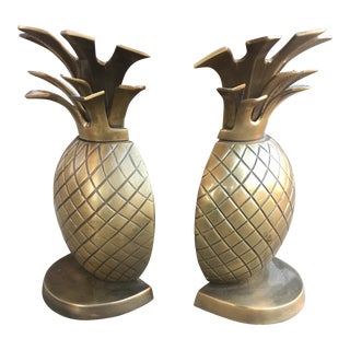 Vintage Brass Pineapple Bookends - a Pair For Sale