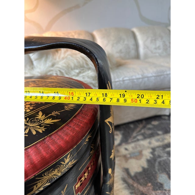 Antique Hand-Woven Chinese Wedding Basket With Lacquered Layers For Sale - Image 13 of 18
