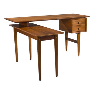 Mid-Century Modern L-Shaped Teak Desk, 1970s For Sale