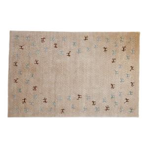 New Indian Folk Art Design Rug - 6' X 9'