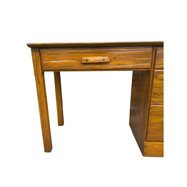 Brown Vintage 1950s Mid-Century A. Brandt Ranch Oak Writing Desk For Sale - Image 8 of 13
