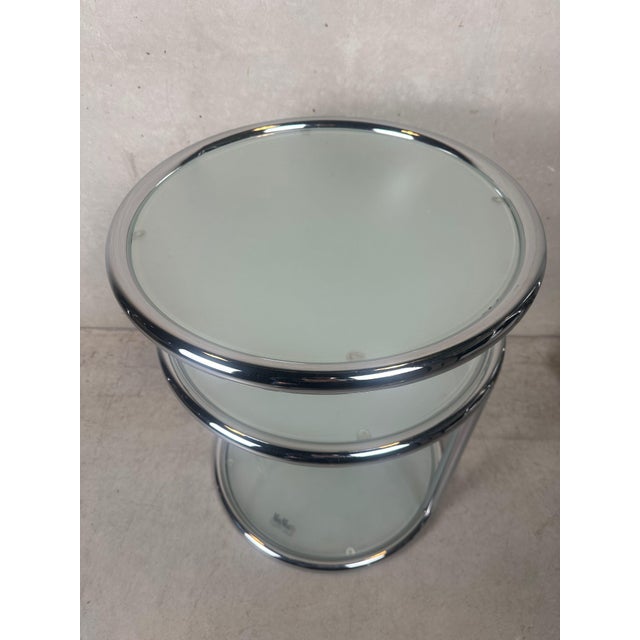 Vintage Italian Side Table in Chrome and Glass, 1980s For Sale - Image 10 of 12