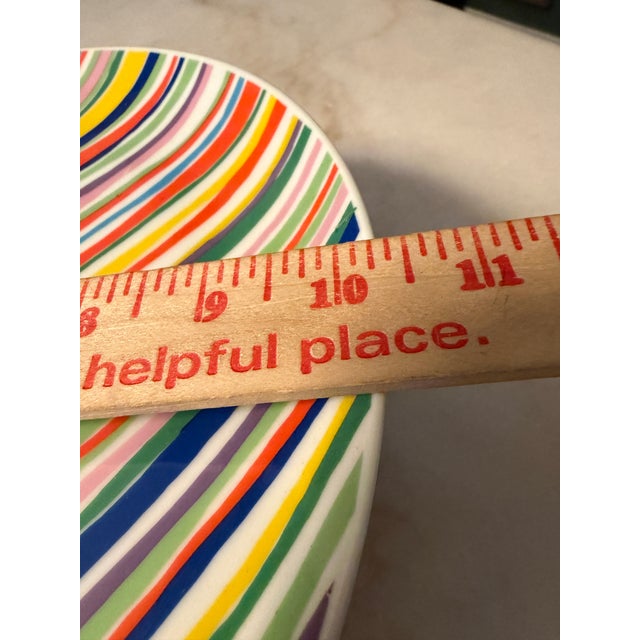 Bright Pink Retro 10" 1977 Seymour Mann "Candy Stripe" Pedestal Cake Stand For Sale - Image 8 of 8