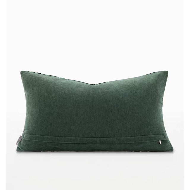 2020s Dark Green Velvet Plush Lumbar Pillow, 11" X 19" Inches For Sale - Image 5 of 6