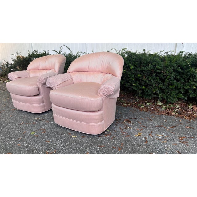 1990s Heritage Furniture Co. Pink Swivel Club Chairs a Pair Chairish