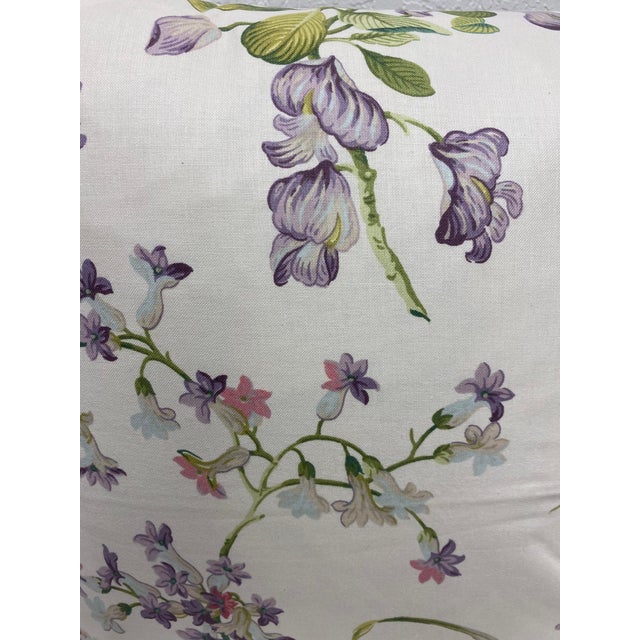 Pair of 22" Square Pillows Decorated With a Delicate Purple & Pink Floral Pattern - Made in Uk. For Sale - Image 4 of 13