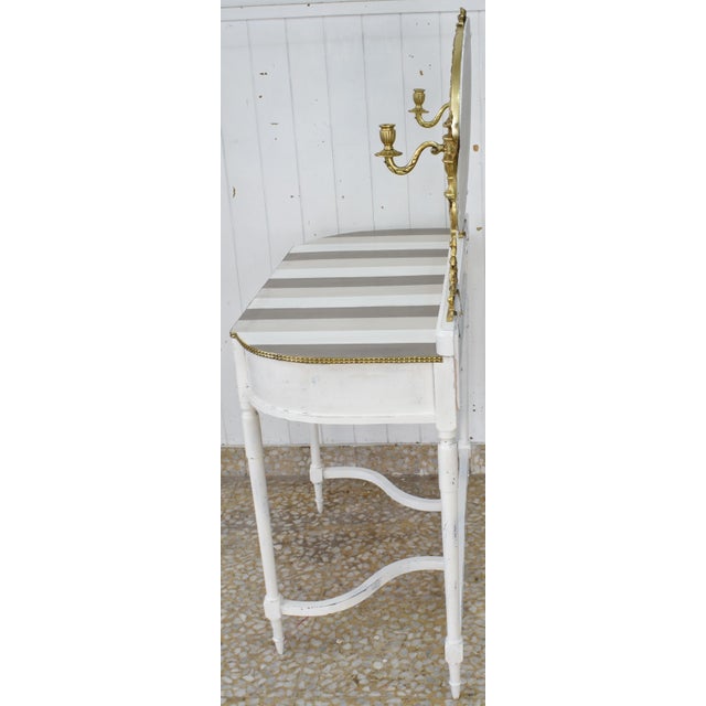 1960s Louis XVI French Dressing Table with Gilt Oval Mirror, 1960s For Sale - Image 5 of 6