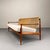 3-Seater Teak Sofa with Rattan Backrest & Bouclé Cover by Carl Straub / Goldfeder, Germany, 1960s, in Restored conditions....