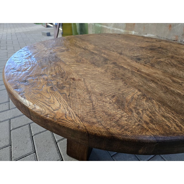 Large Mid-Century Round Oak Coffee Table, 1970s For Sale - Image 14 of 16