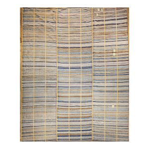 19th Century Room Size American Amish Rag Rug, Cotton, Striped Design, 1900s