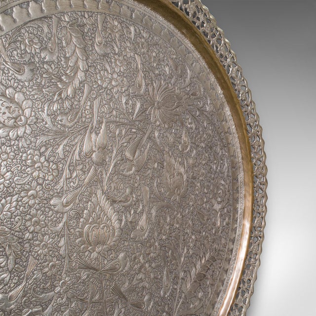 Silver 1900's Large Antique Kashmiri Serving Tray For Sale - Image 8 of 12