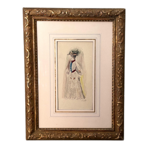 Original Sketch by Alexis Paul Arapoff - Framed Fashion Illustration 1952 Modernist Drawing