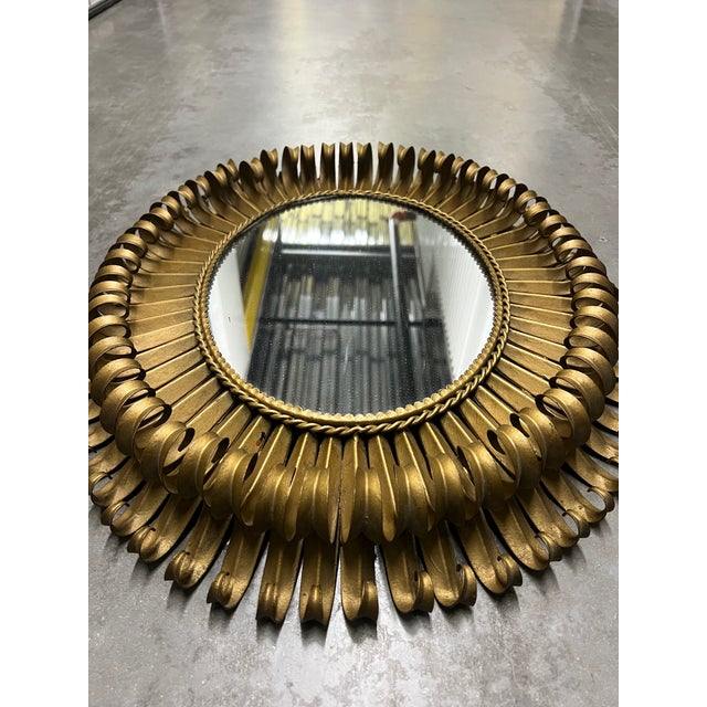 Italian Mid Century Modern Gilt Wrought Iron Mirror from New York Estate