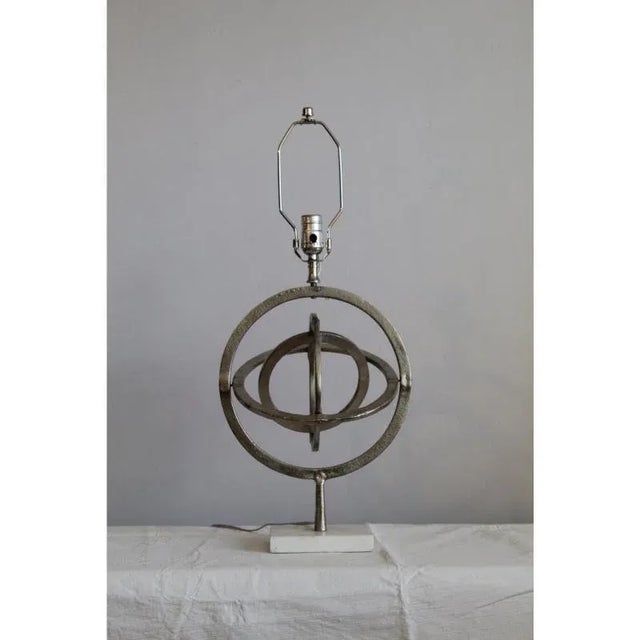 Metal Nickel Unisphere Table Lamp For Sale - Image 7 of 9