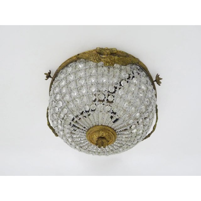 Empire Style Bronze Ceiling Light with Glass Pendants, 1980s For Sale - Image 4 of 10