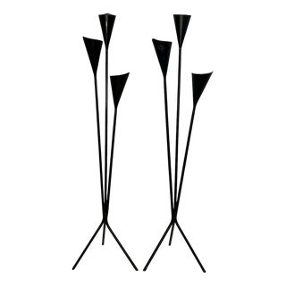 Sculptural Tall Floor Candleholders, attributed to Svend Aage Holm Sørensen, Denmark, 1950s60s, Set of 2 For Sale