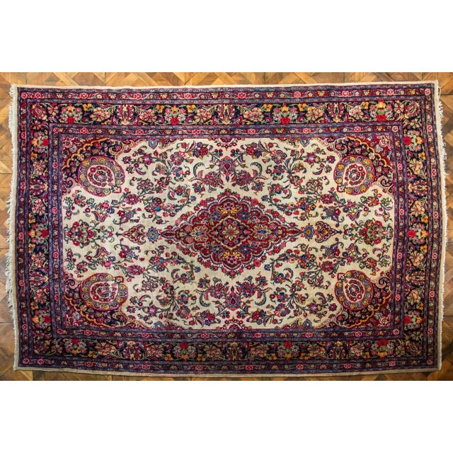 Vintage Floral Yazd Rug For Sale - Image 10 of 10