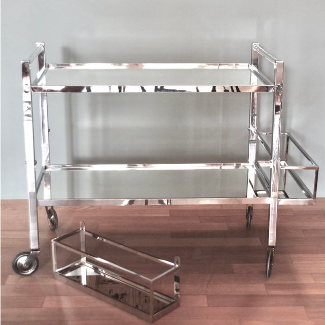 Art Deco Bar Cart attributed to Jacques Adnet, 1930s For Sale - Image 6 of 17
